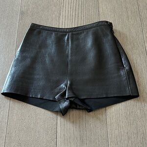 American Apparel Black High Waist Leather Shorts
